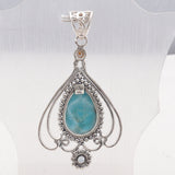 Larimar Gemstone Pendant Set 925 Sterling Silver Jewelry