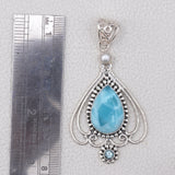 Larimar Gemstone Pendant Set 925 Sterling Silver Jewelry