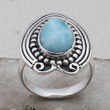 Larimar Gemstone Pendant Set 925 Sterling Silver Jewelry