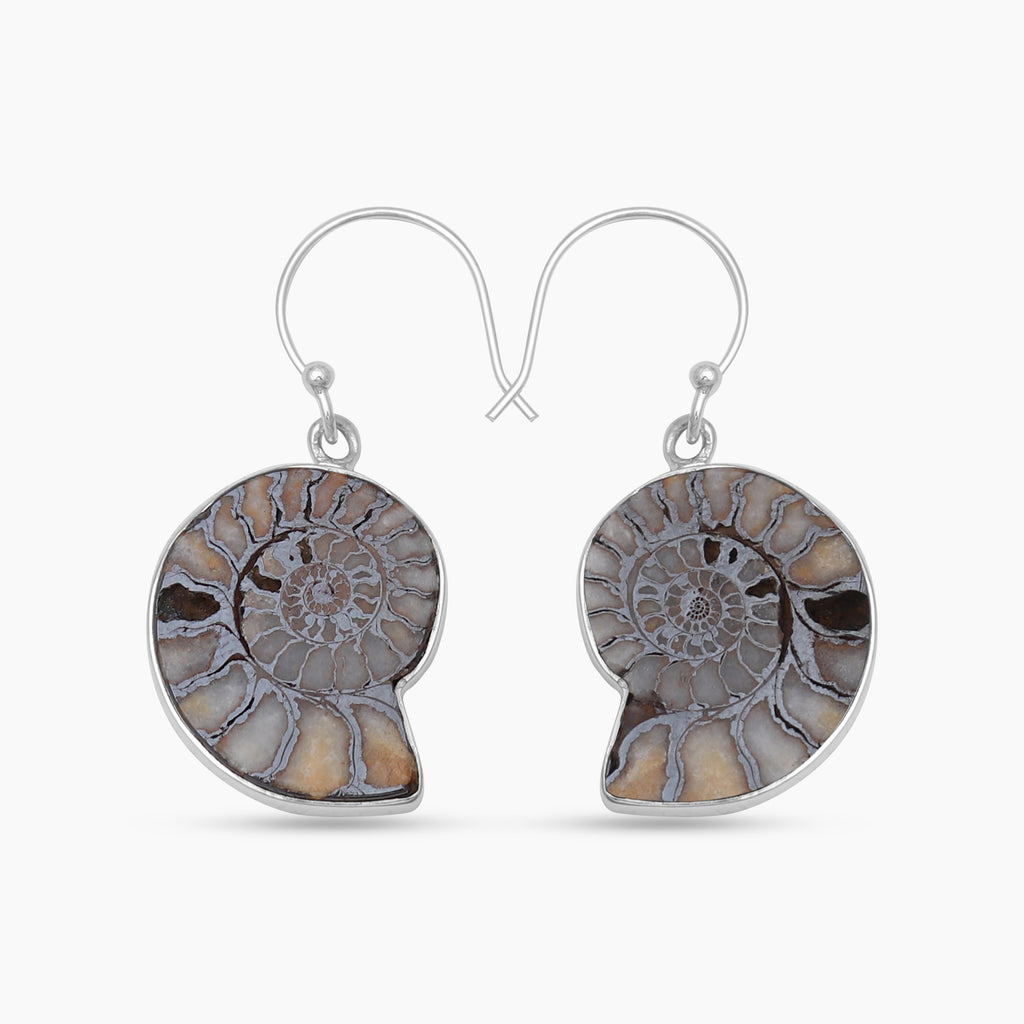 Ammonite Silver Earrings