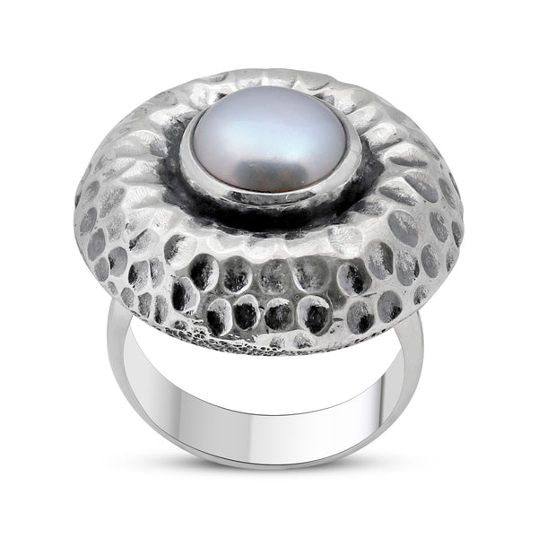 Natural Fresh Water Pearl Ring & Earrings Set 925 Sterling Silver Jewelry