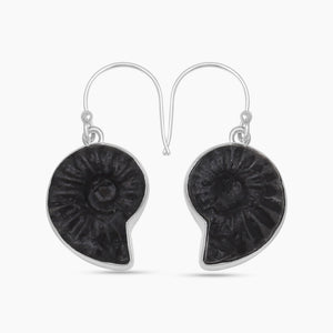 Ammonite Fossil Silver Earrings
