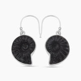 Ammonite Fossil Silver Earrings