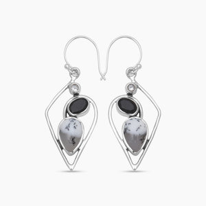 Dendritic Opal Silver Earrings