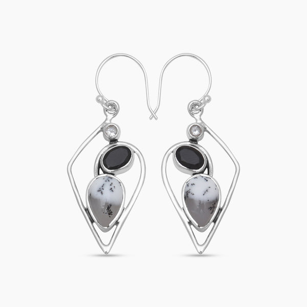 Dendritic Opal Silver Earrings