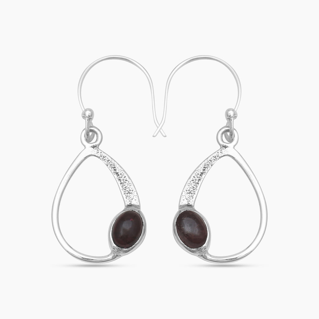 Garnet Silver Earrings