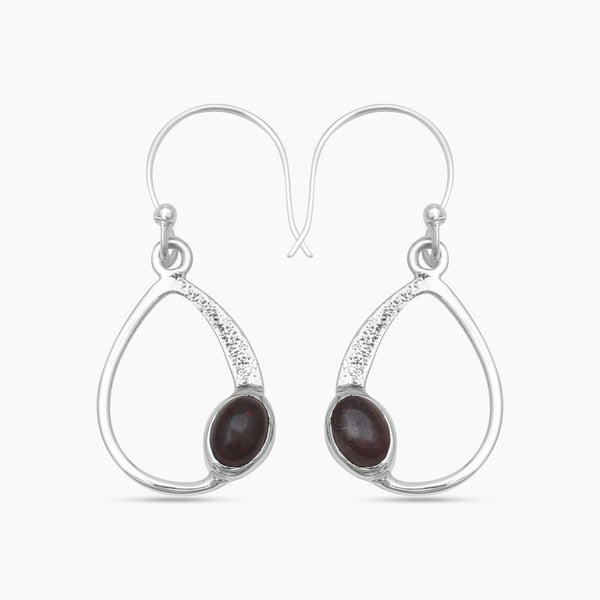 Garnet Silver Earrings
