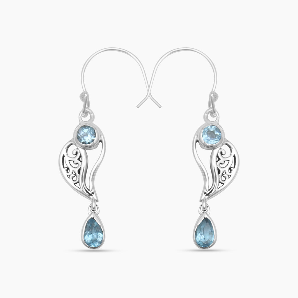 Blue Topaz Silver Earrings