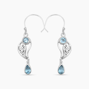 Blue Topaz Silver Earrings