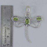 Tourmaline Dragonfly Silver Pendant