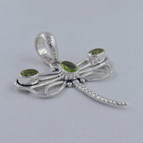 Tourmaline Dragonfly Silver Pendant