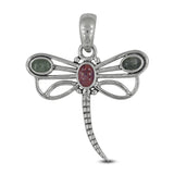 Tourmaline Dragonfly Silver Pendant