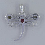 Tourmaline Dragonfly Silver Pendant