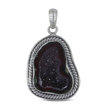 Mexican Coconut Geode 925 Sterling Silver Pendant