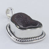 925 Sterling Silver Coconut Geode Pendant