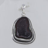 Mexican Coconut Geode 925 Sterling Silver Pendant