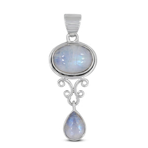 Rainbow Moonstone Silver Pendant
