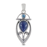 Kyanite With Blue Topaz Gemstone Silver Pendant