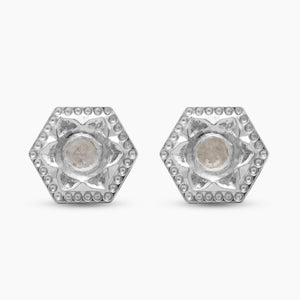 Uncut Diamond Silver Stud Earrings