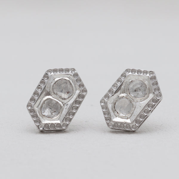 925 Sterling Silver Uncut Diamond Earrings