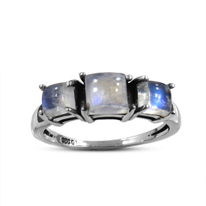 Rainbow Moonstone Silver Rings