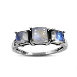 Rainbow Moonstone Silver Ring