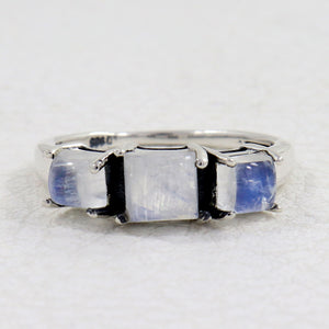 Rainbow Moonstone Silver Rings