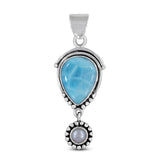 Natural Larimar Pearl Sterling Silver Pendant