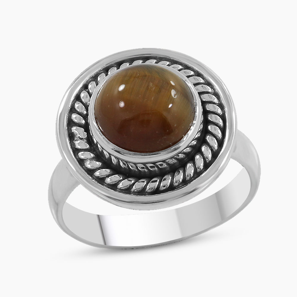 925 Silver Tiger Eye Rings