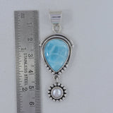 Natural Larimar Pearl Sterling Silver Pendant