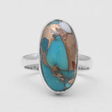 Spiny Oyster Turquoise Silver Rings