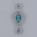 Natural Larimar Pearl Sterling Silver Pendant