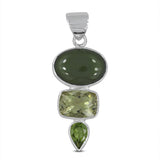 Idocrase, Lemon Topaz & Peridot Silver Pendant