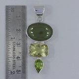 Idocrase, Lemon Topaz & Peridot Silver Pendant