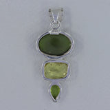 Idocrase, Lemon Topaz & Peridot Silver Pendant