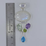 Rainbow Moonstone Sterling Silver Pendant