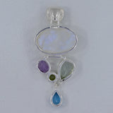 Rainbow Moonstone Sterling Silver Pendant