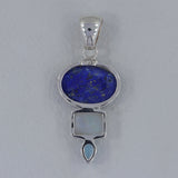 Lapis Lazuli, Moonstone & Blue Topaz Silver Pendant