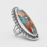 Blue Lace Agate Silver Designer Rings