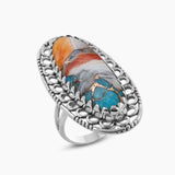925 Sterling Silver Polychrome Jasper Rings