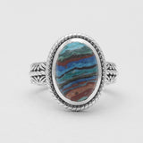 Rainbow Calsilica Silver Rings