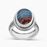 Rainbow Calsilica Silver Rings