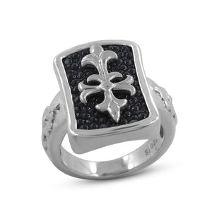 Stingray Leather Silver Ring