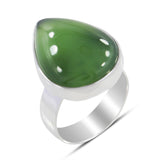 Natural Prehnite Gemstone Sterling Silver Ring