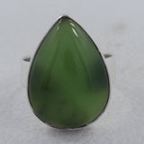 Natural Prehnite Gemstone Sterling Silver Ring