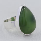 Natural Prehnite Gemstone Sterling Silver Ring