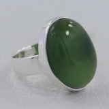 Natural Prehnite Gemstone Sterling Silver Ring