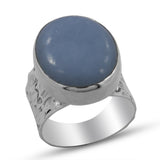 Blue Opal Hammered Silver Ring