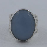 Blue Opal Hammered Silver Ring