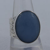 Blue Opal Hammered Silver Ring